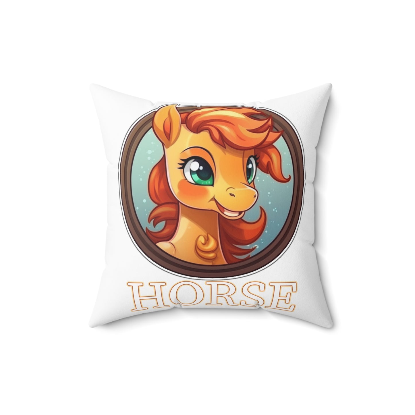 Chibi Chinese Zodiac Horse Spun Polyester Square Pillow