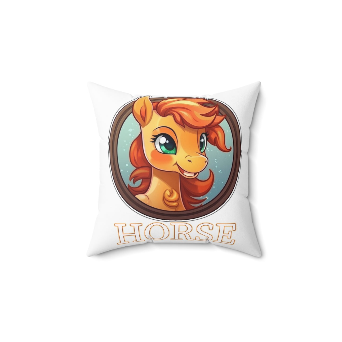 Chibi Chinese Zodiac Horse Spun Polyester Square Pillow