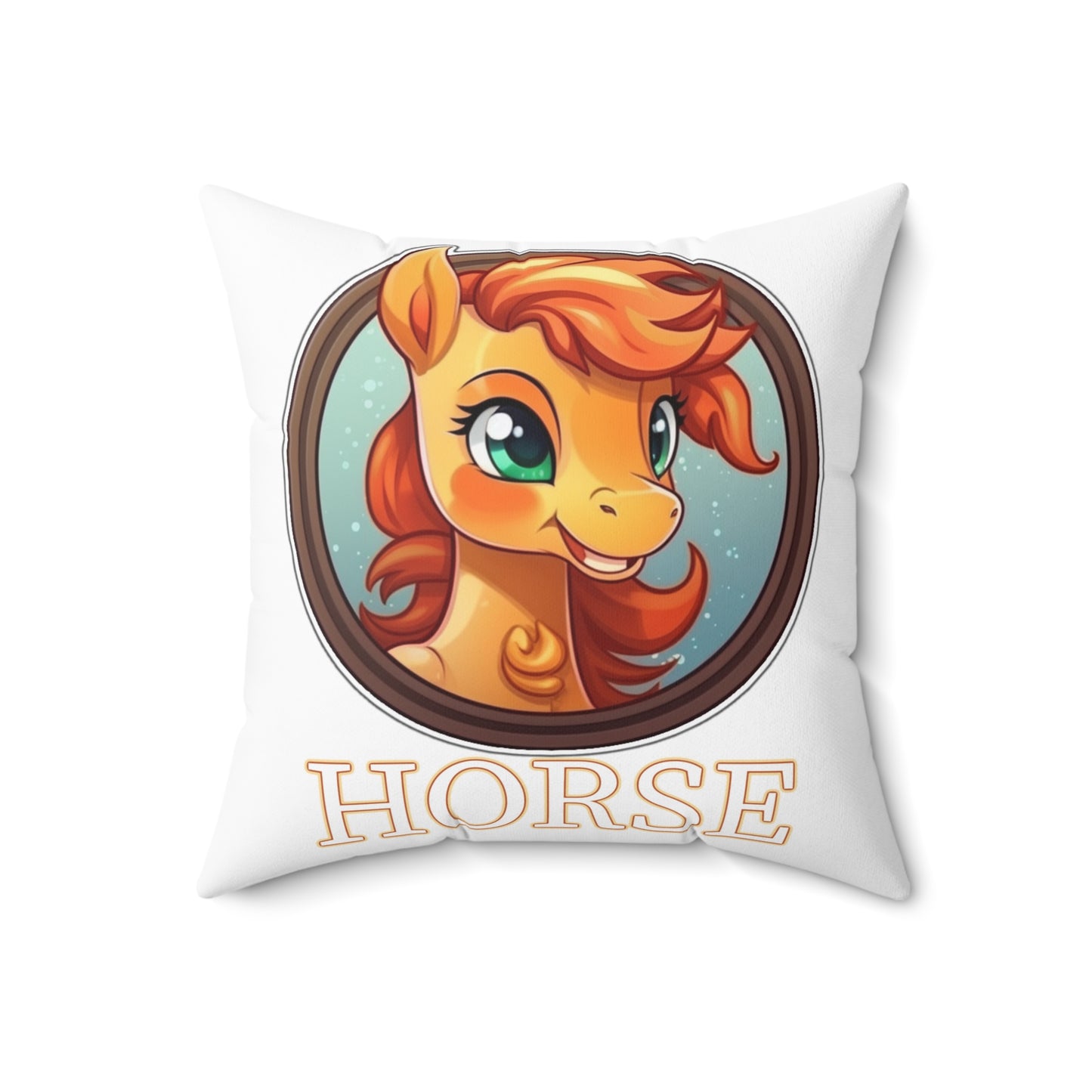 Chibi Chinese Zodiac Horse Spun Polyester Square Pillow