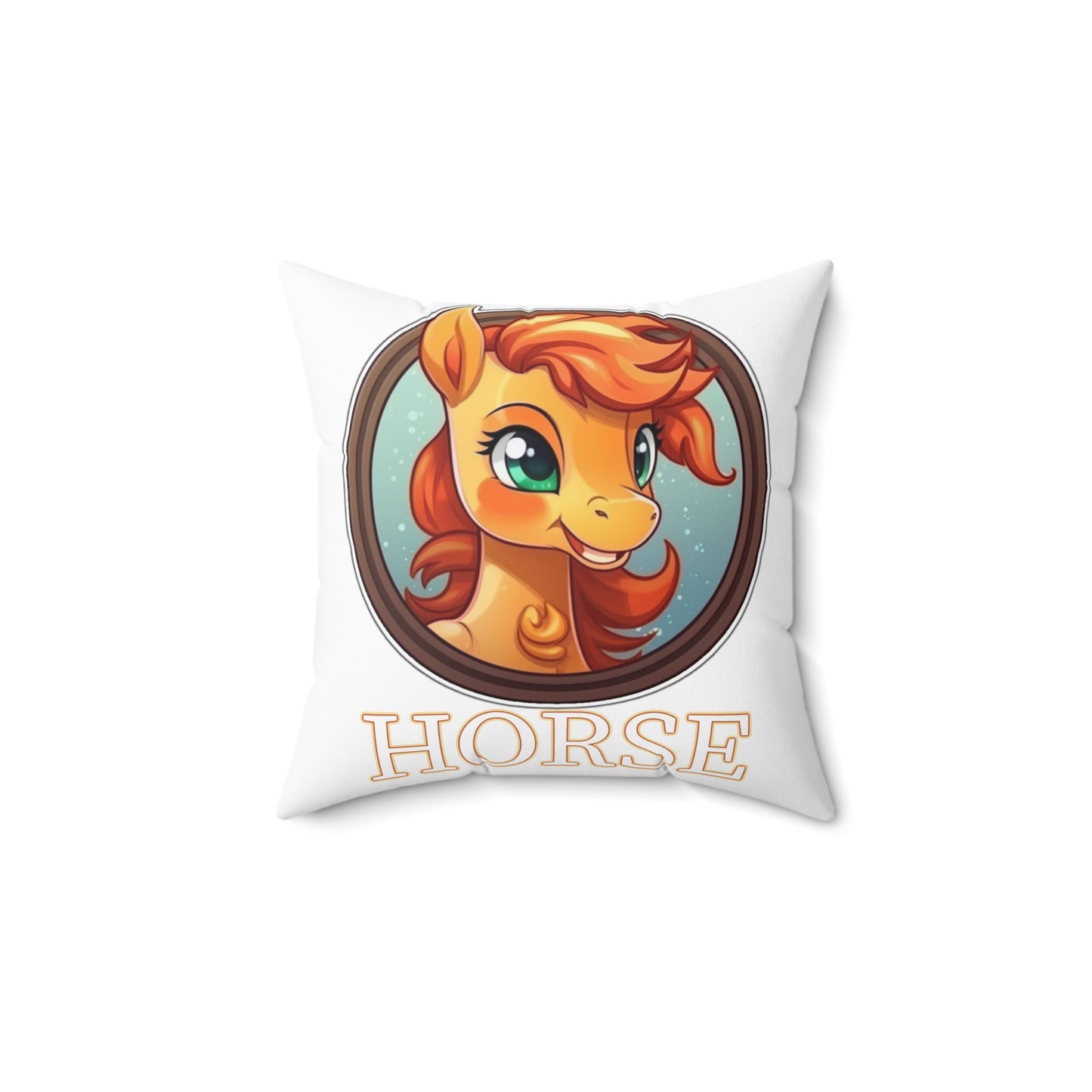 Chibi Chinese Zodiac Horse Spun Polyester Square Pillow