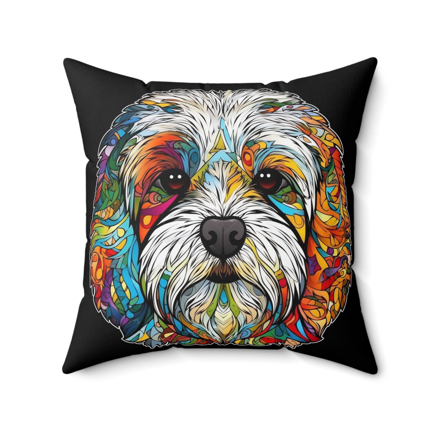 Colorful Havanese Time Spun Polyester Square Pillow