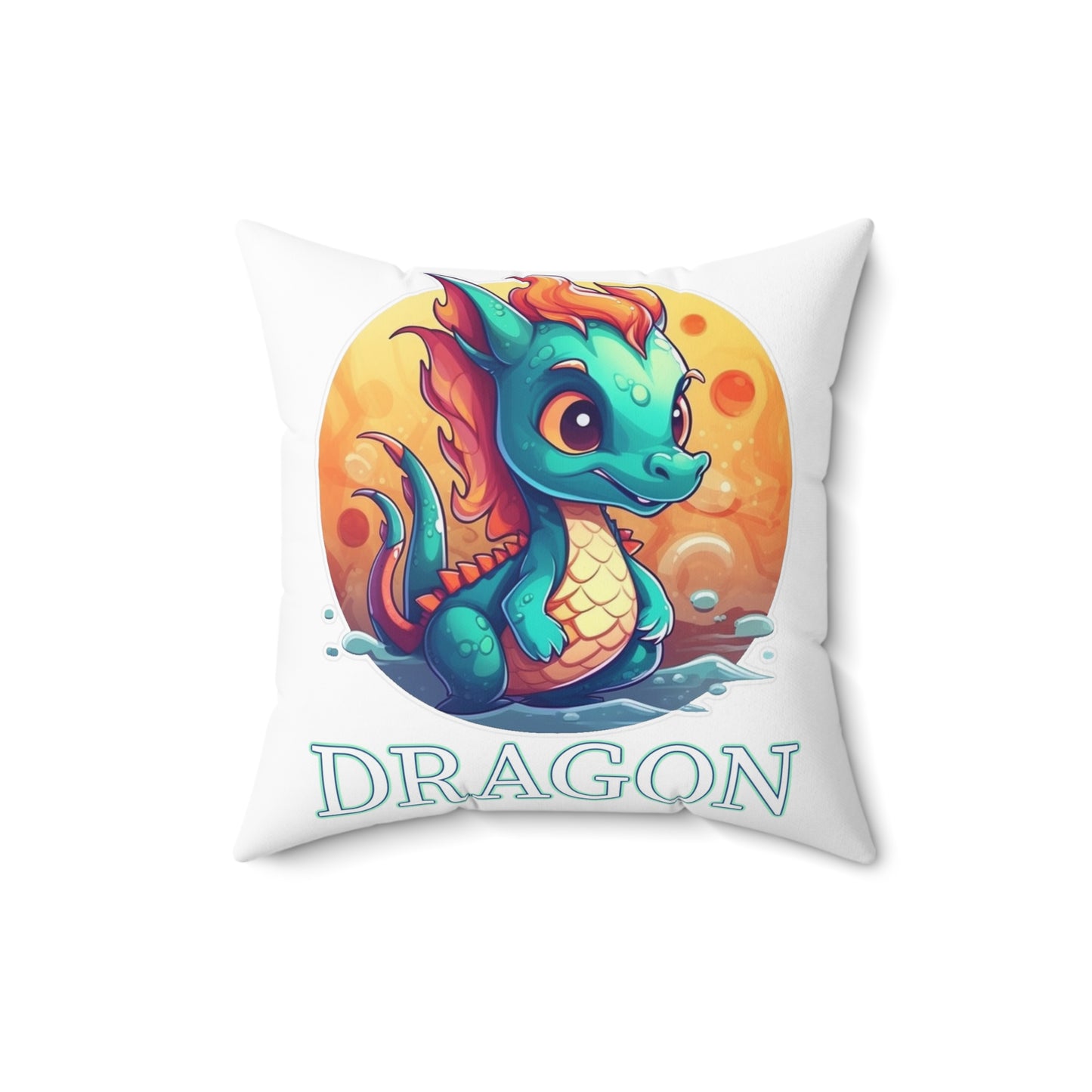 Chibi Chinese Zodiac Dragon Spun Polyester Square Pillow