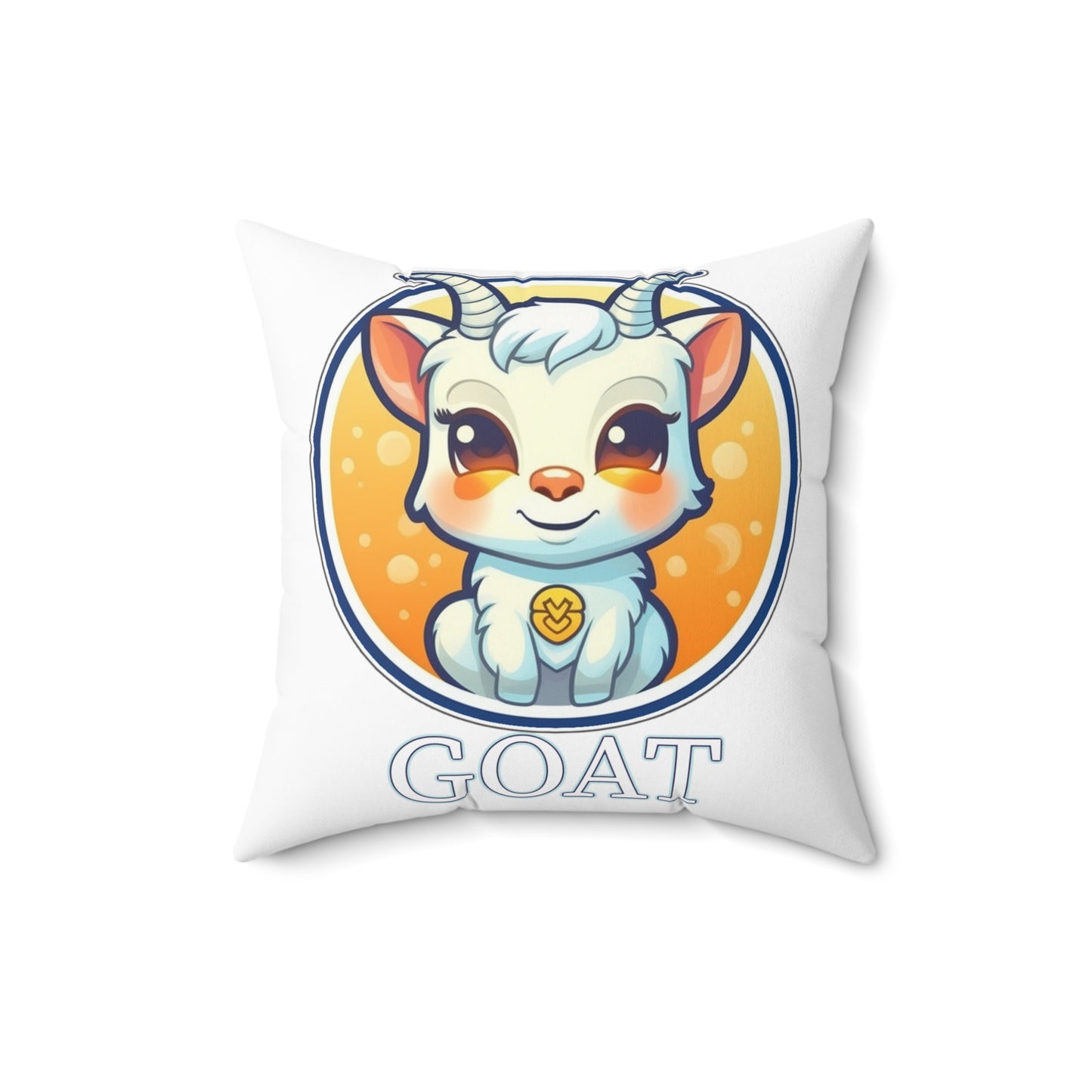 Chibi Chinese Zodiac Goat Spun Polyester Square Pillow