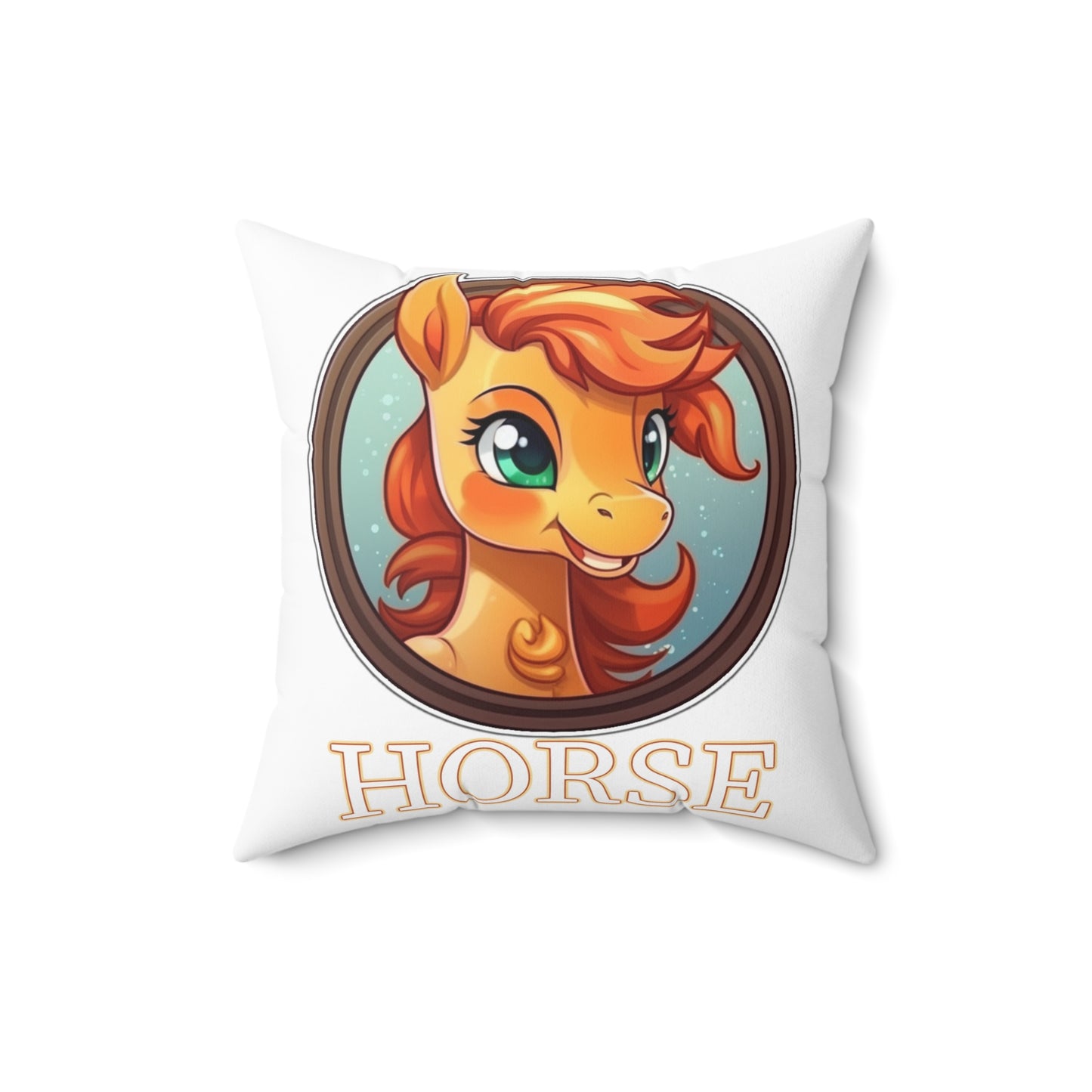 Chibi Chinese Zodiac Horse Spun Polyester Square Pillow