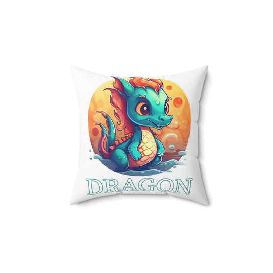 Chibi Chinese Zodiac Dragon Spun Polyester Square Pillow