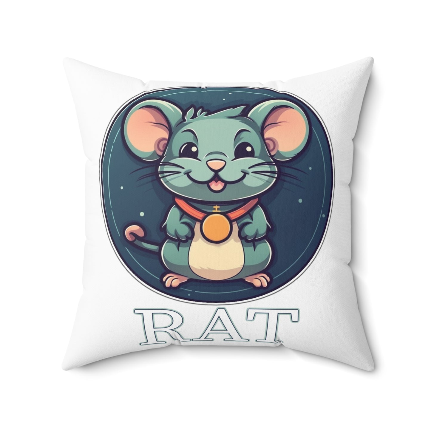 Chibi Chinese Zodiac Rat Spun Polyester Square Pillow