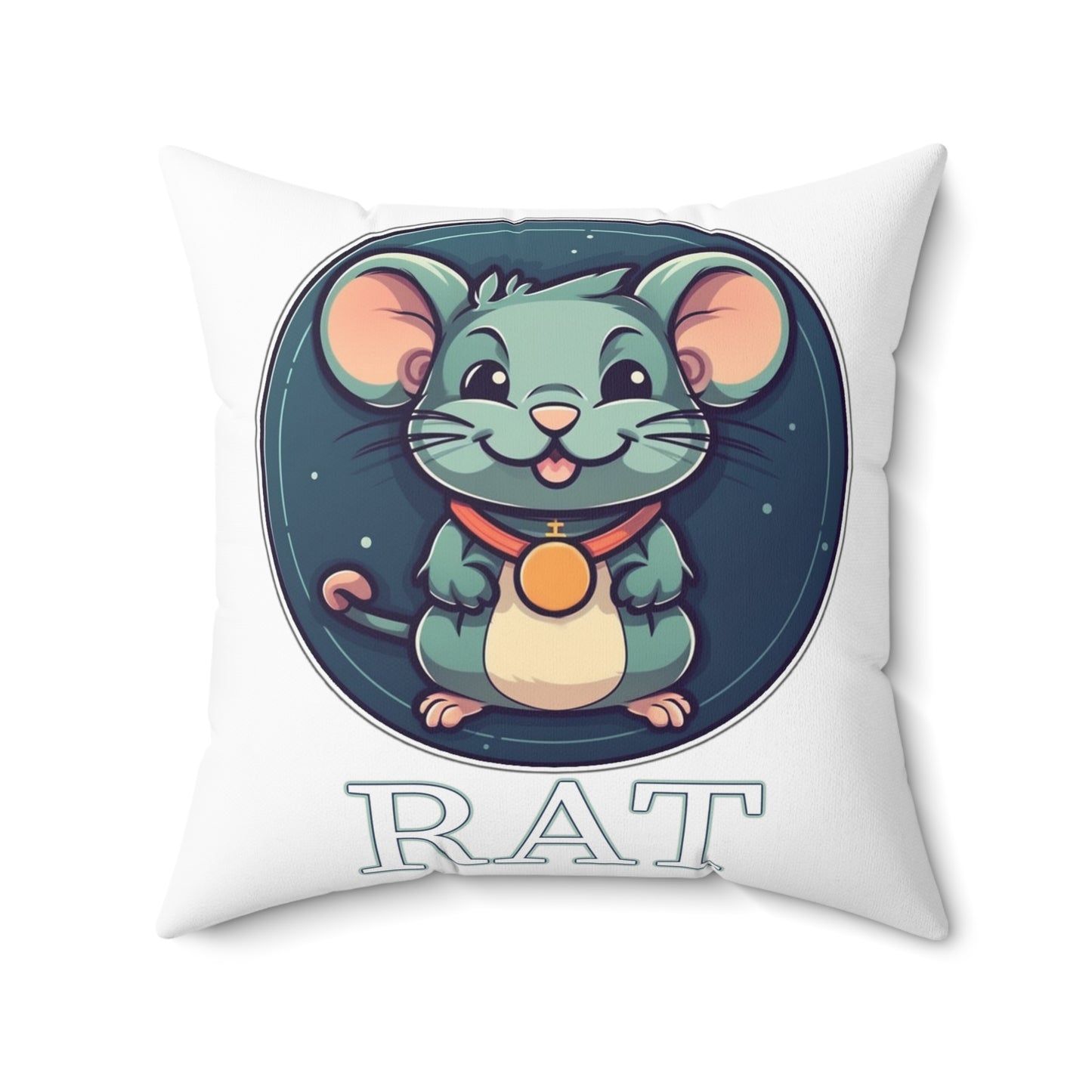 Chibi Chinese Zodiac Rat Spun Polyester Square Pillow