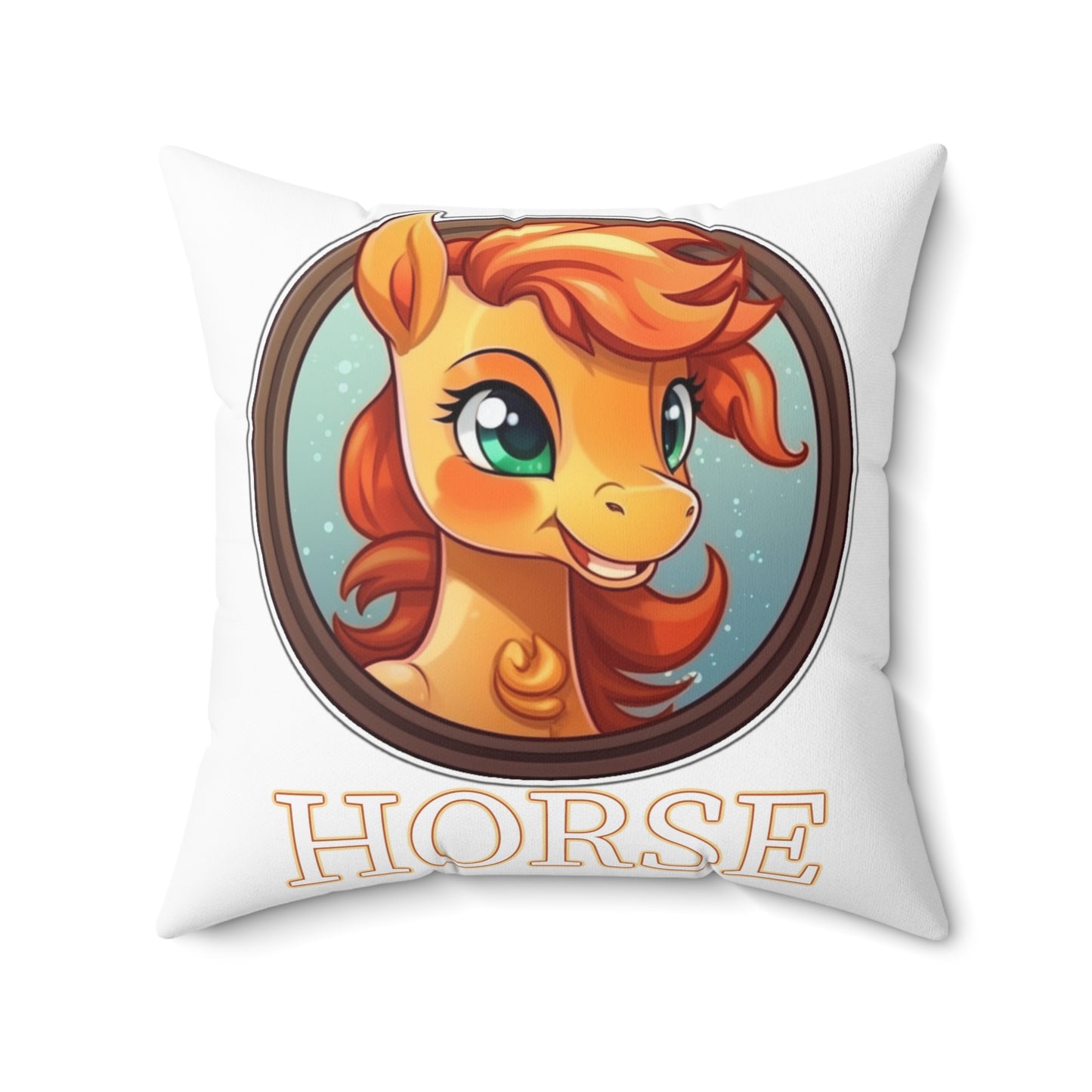 Chibi Chinese Zodiac Horse Spun Polyester Square Pillow