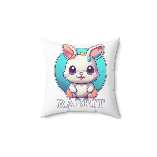 Chibi Chinese Zodiac Rabbit Spun Polyester Square Pillow